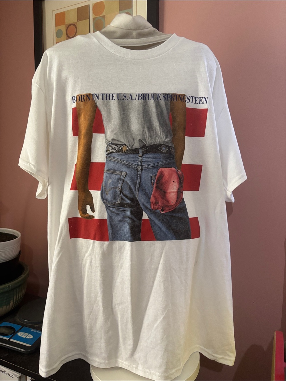 Bruce Springsteen Born in the U.S.A. White Graphic Short Sleeve NWOT